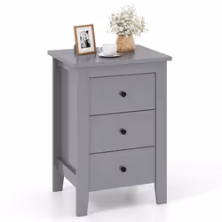 COSTWAY Table de Nuit Table de Chevet Moderne avec 3 Tiroirs Pour Salon Bureau Chambre 46 x 37 x 65 cm Gris