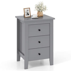 COSTWAY Table de Nuit Table de Chevet Moderne avec 3 Tiroirs Pour Salon Bureau Chambre 46 x 37 x 65 cm Gris