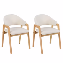 COSTWAY Lot de 2 Chaises de Salle à Manger Moderne -  Siège Rembourré et Dossier Courbé Ergonomique 57 x 54 x 82 cm Blanc