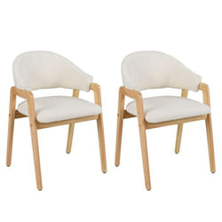 COSTWAY Lot de 2 Chaises de Salle à Manger Moderne -  Siège Rembourré et Dossier Courbé Ergonomique 57 x 54 x 82 cm Blanc