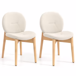 COSTWAY Lot de 2 Chaises de Salle à Manger en Bois de Caoutchouc Siège et Dossier Incurvés Sans Accoudoirs 50 x 60 x 84 cm