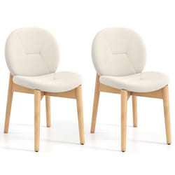COSTWAY Lot de 2 Chaises de Salle à Manger en Bois de Caoutchouc Siège et Dossier Incurvés Sans Accoudoirs 50 x 60 x 84 cm