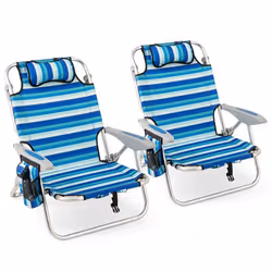 Lot de 2 Chaises de Jardin Extérieur Pliable COSTWAY Cadre Léger en Aluminium Dossier Réglable en 4 Positions Sac Isotherme