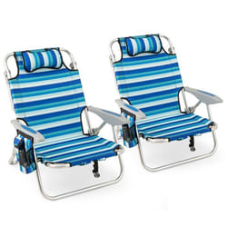 Lot de 2 Chaises de Jardin Extérieur Pliable COSTWAY Cadre Léger en Aluminium Dossier Réglable en 4 Positions Sac Isotherme