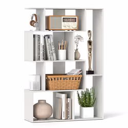Bibliothèque Géométrique à 6 Cubes COSTWAY Dos Ouvert Kits Anti-basculement Étagère de Rangement de Sol pour Salon Bureau Bla ...