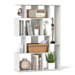 Bibliothèque Géométrique à 6 Cubes COSTWAY Dos Ouvert Kits Anti-basculement Étagère de Rangement de Sol pour Salon Bureau Blanc