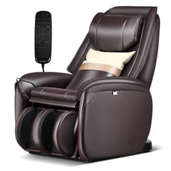 COSTWAY Fauteuil de Massage Électrique avec Rail SL 8 Modes Automatiques 6 Techniques de Massage Télécommande Marron