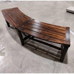 Banc de Jardin Extérieur Incurvé COSTWAY Bois Massif 2-3 Personnes sans Dossier Charge 360kg pour Patio Piscine Brun Rustique