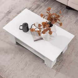 COSTWAY Table Basse en Bois à 2 Niveaux 90 x 52 x 40 cm avec Etagère Ouverte Table Basse Salon Moderne pour Chambre Bureau Bl ...