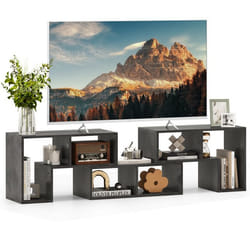 COSTWAY 65 Meuble TV en 3 Pcs Modulaire Étagère Bibliothèque Modulable pour Salon Chambre Meuble TV Bois 135x30x43cm Gris