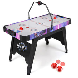 Table Air Hockey COSTWAY Moteur 12 V Coussin dAirScore Numérique LEDDistributeurs2 Propulseurs Palets Surface de Jeu 133x65cm
