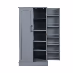 COSTWAY Buffet-Armoire de Cuisine - 2 Portes 6 Étagères Réglables Dispositif Anti-renversement - Salon Salle à Manger - Gris