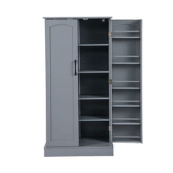COSTWAY Buffet-Armoire de Cuisine - 2 Portes 6 Étagères Réglables Dispositif Anti-renversement - Salon Salle à Manger - Gris