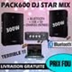 Pack sono 600W total + Ampli PLS1250 + 2 Enceintes 300W PA DJ SONO MIX LED LIGHT soirée Familiale Bar Club Maison
