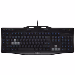 Logitech G105, Taille réelle (100 %), Avec fil, USB, QWERTY, Noir