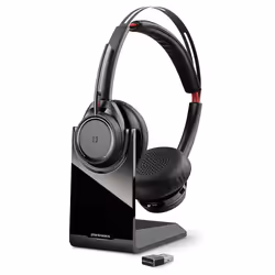 POLY Voyager Focus UC B825, Sans fil, Bureau/Centre d'appels, 155 g, Casque, Noir