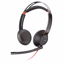 POLY Blackwire 5220, Avec fil, Appels/Musique, 20 - 20000 Hz, 164,2 g, Casque, Noir, Rouge