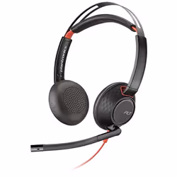 POLY Blackwire 5220, Avec fil, Appels/Musique, 20 - 20000 Hz, 164,2 g, Casque, Noir, Rouge