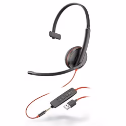 POLY Blackwire 3215, Avec fil, Appels/Musique, 20 - 20000 Hz, 96 g, Casque, Noir