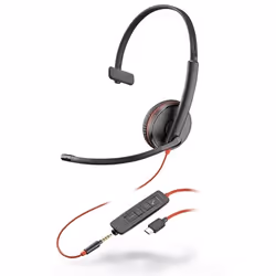 POLY Blackwire 3215, Avec fil, Appels/Musique, 20 - 20000 Hz, 118 g, Casque, Noir
