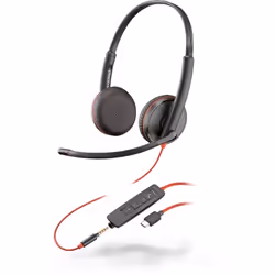 POLY Blackwire 3225, Avec fil, Bureau/Centre d'appels, 20 - 20000 Hz, 121 g, Casque, Noir