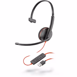POLY Blackwire C3210, Avec fil, Appels/Musique, 87 g, Casque, Noir, Rouge