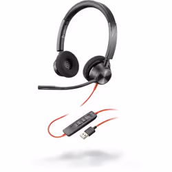POLY Blackwire 3320, Avec fil, Bureau/Centre d'appels, 20 - 20000 Hz, 130 g, Casque, Noir, Rouge