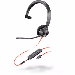 POLY Blackwire 3315, Avec fil, Bureau/Centre d'appels, 20 - 20000 Hz, 102 g, Casque, Noir, Rouge