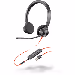POLY Blackwire 3325, Avec fil, Bureau/Centre d'appels, 20 - 20000 Hz, 130 g, Casque, Noir, Rouge