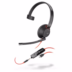 POLY Blackwire 5210, Avec fil, Bureau/Centre d'appels, 20 - 20000 Hz, 125,4 g, Casque, Noir