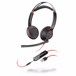 POLY Blackwire C5220, Avec fil, Bureau/Centre d'appels, 20 - 20000 Hz, 164,2 g, Casque, Noir, Rouge