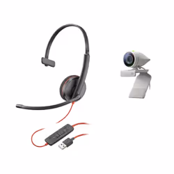 POLY Studio P5 Kit, Système de vidéoconférence personnelle, Full HD, 80°, 4x, Noir, Gris
