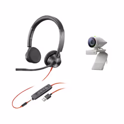 POLY Studio P5 Kit, Système de vidéoconférence personnelle, Full HD, 80°, 4x, Noir, Gris