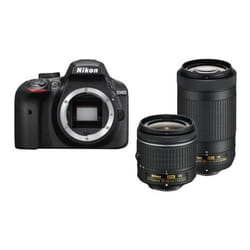 Nikon D3400 + AF-P DX NIKKOR 18-55mm VR + AF-P DX NIKKOR 70-300mm f/4.5-6.3G ED VR Kit d'appareil-photo SLR 24,2 MP CMOS 6000 x 4000 pixels Noir