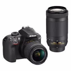 Nikon D3400 + AF-P DX NIKKOR 18-55mm VR + AF-P DX NIKKOR 70-300mm f/4.5-6.3G ED VR Kit d'appareil-photo SLR 24,2 MP CMOS 6000 x 4000 pixels Noir