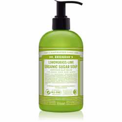 La savon liquide pour le corps et les cheveux Dr. Bronner’s Lemongrass &amp; Lime rafraîchit agréablement et enveloppe la pea ...