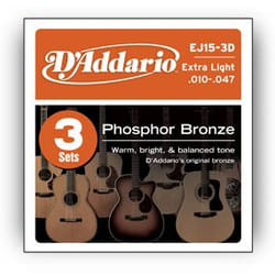 D'Addario EJ15-3D corde d'instrument de musique Acoustique 18 pièce(s) Acier Guitare