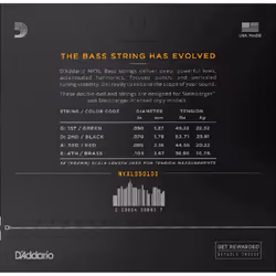 D'Addario NYXLS50105 corde d'instrument de musique Basse 4 pièce(s) Acier Guitare