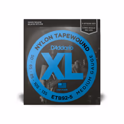 D'Addario ETB92-5 corde d'instrument de musique Électrique/Basse 5 pièce(s) Nylon Guitare