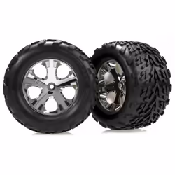Traxxas 3669, Ensemble de roues et de pneus, Caoutchouc, Noir, Chrome