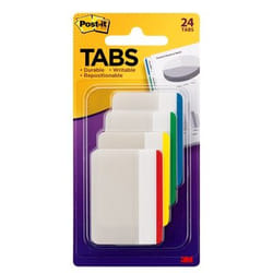 Post-It Tabs, 2 inch Lined, Assorted Primary Colors, 6/Color, 4 Colors, 24/Pk languette auto-adhésive Beige, Vert, Rouge, Jaune
