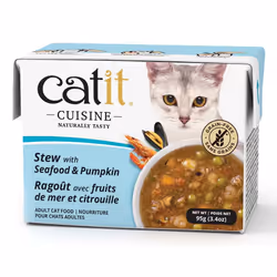 Catit Cuisine, Adulte, Carotte, Moules, Pois, Courge, Crevettes, Thon, 95 g, Sans grain, Sans soja, Pas de couleurs artificie ...
