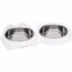 Gamelle pour chat - CATIT - PIXI - 2 x 200ml - Double - Bols en acier inoxydable amovibles - Blanc