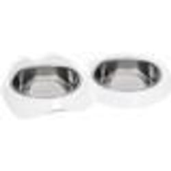 Gamelle pour chat - CATIT - PIXI - 2 x 200ml - Double - Bols en acier inoxydable amovibles - Blanc