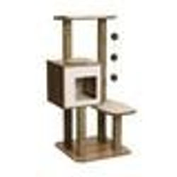Arbre à chat - L. 56 x l. 56 x H. 121 cm - Vesper High Base - CATIT - Poteaux en jonc de mer - Coussins - Aspect Noyer