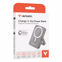 Verbatim Charge 'n' Go Magnetic Wireless Lithium Polymère (LiPo) 10000 mAh Recharge sans fil Gris - Vue supplémentaire 3