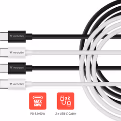 Verbatim 32391 Câble USB USB-C USB 2.0 1 m lot de 2 Noir, Blanc - Vue supplémentaire 3
