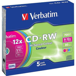 Verbatim CD-RW Colour 12x 700 Mo 5 pièce(s)