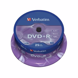 Verbatim VB-DPR47S2A, DVD+R, 120 mm, Fuseau, 25 pièce(s), 4,7 Go