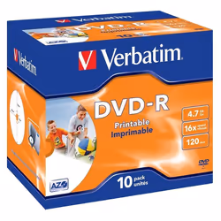 Verbatim 43521, DVD-R, Imprimable, Carton, 10 pièce(s), 4,7 Go